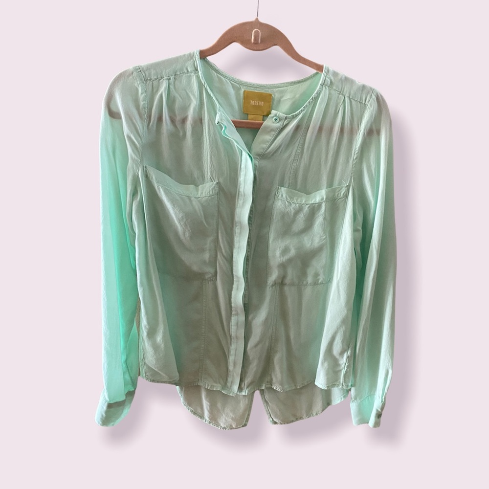 Anthropologie Maeve Mint Green Clara Blouse size 4